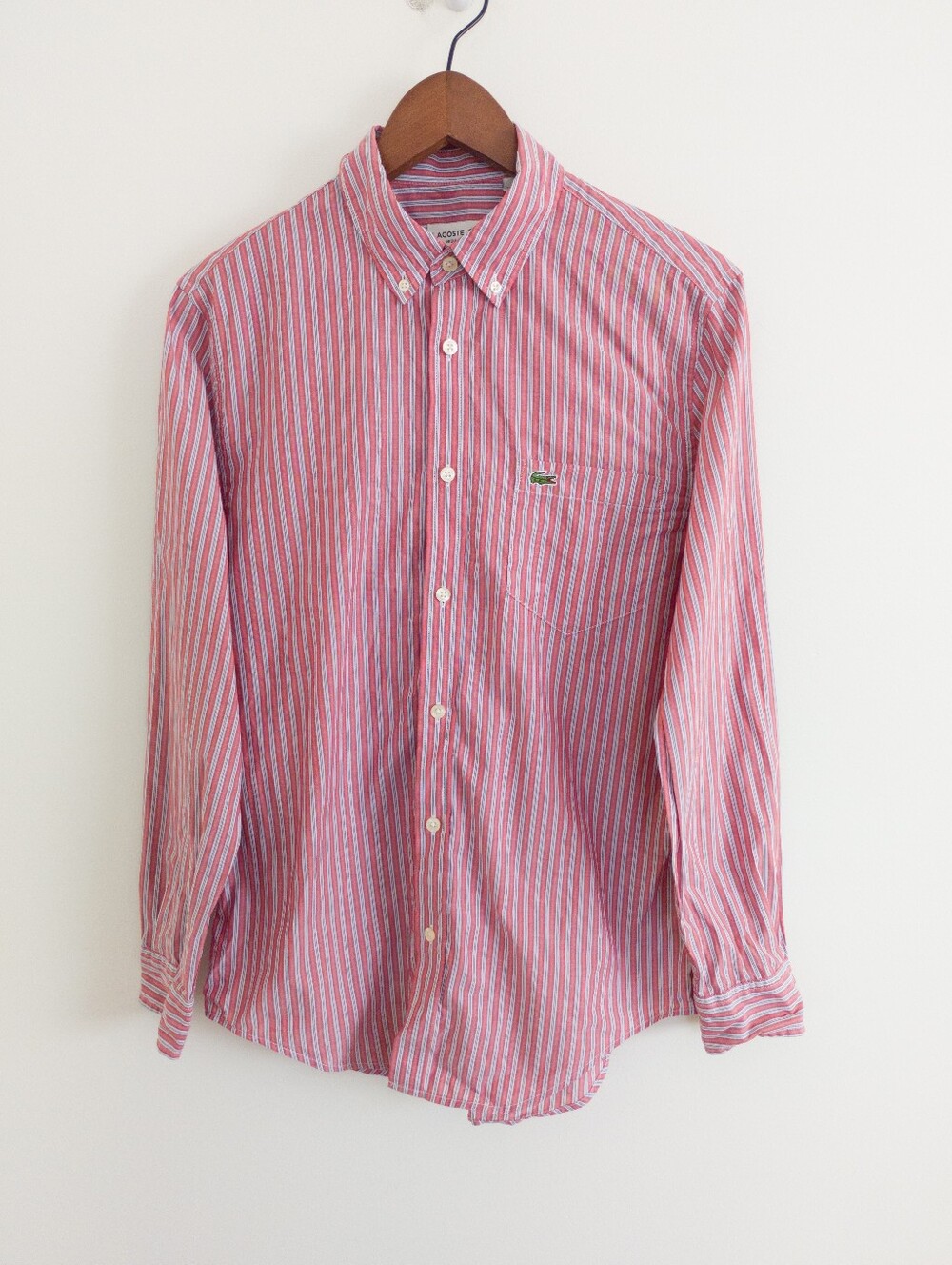 Lacoste Men's Striped Cotton Button Down Shirt Regular Fit Small